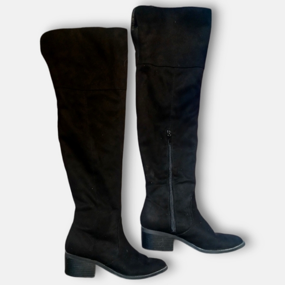 EXPRESS Over The Knee Faux Suede Boots - Black | Size 7 - Picture 2 of 16